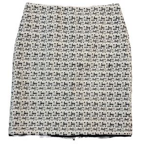 Ann Taylor White and Black Tweed Size 10 Knee Length Pencil Skirt Academia